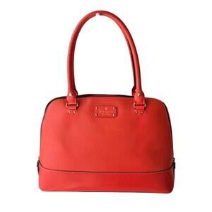 Kate Spade Wellesley Rachelle Satchel Highlighter Orange Pebbled Leather Bag